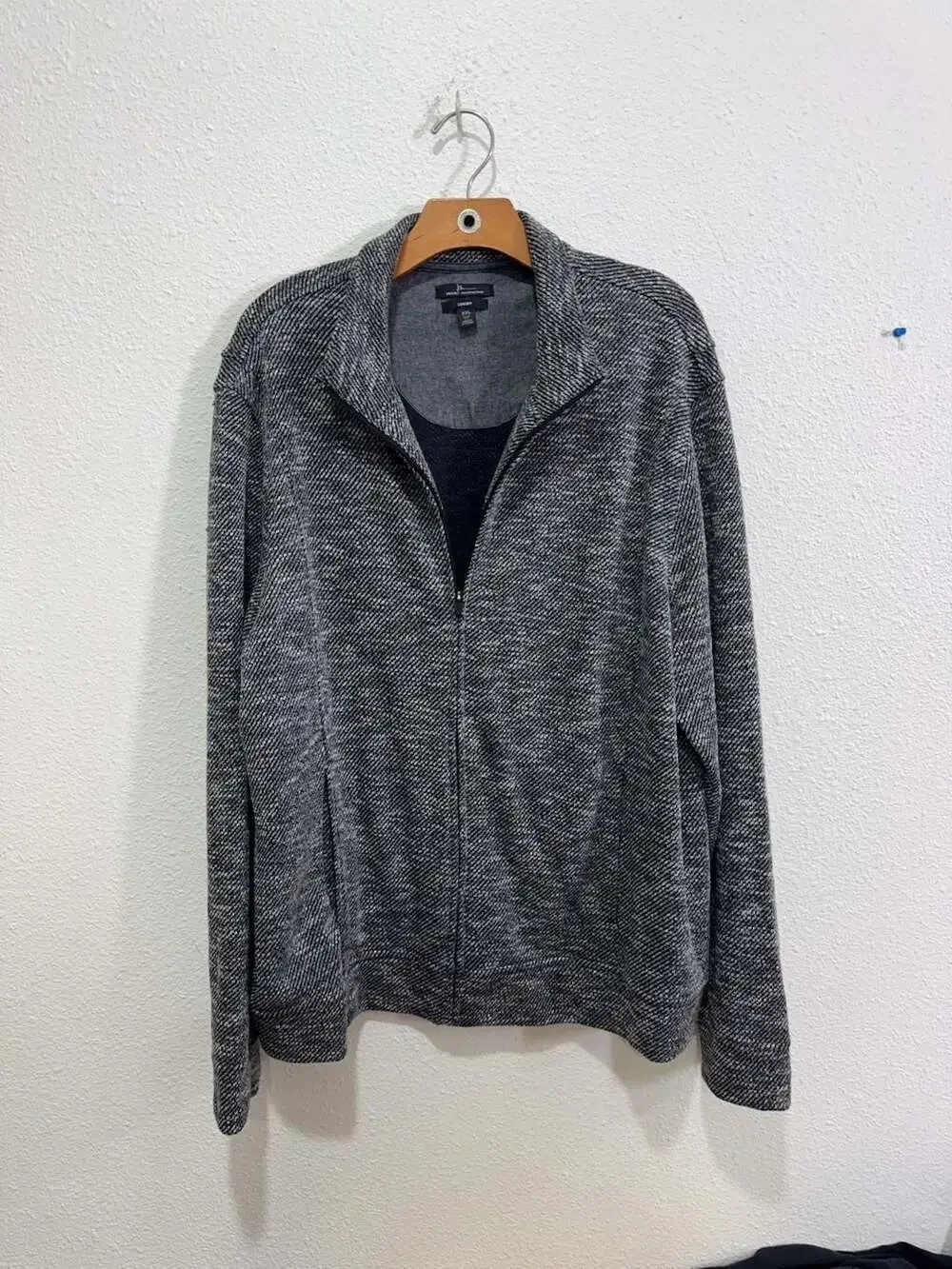 Marc Anthony Luxury Slim Fit Full Zip Sweater Black White XXL